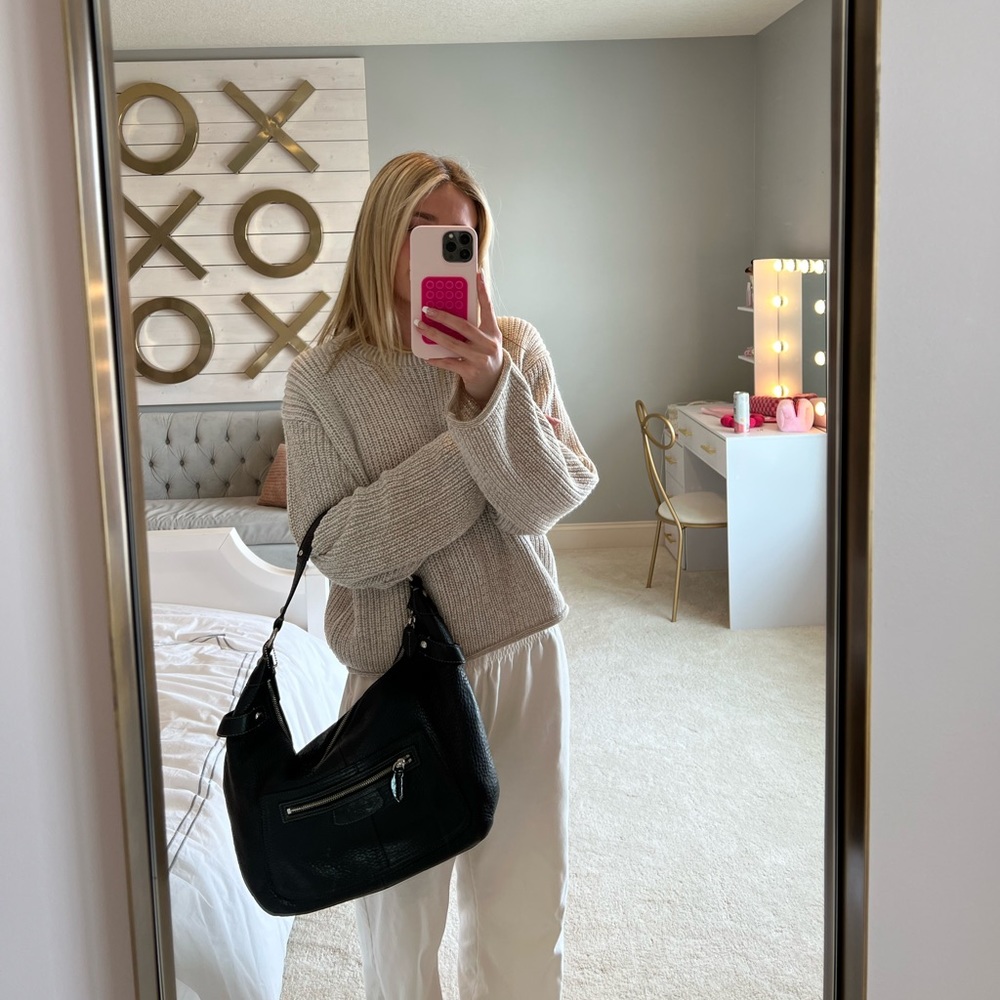 Black Leather Coach Shoulder Bag